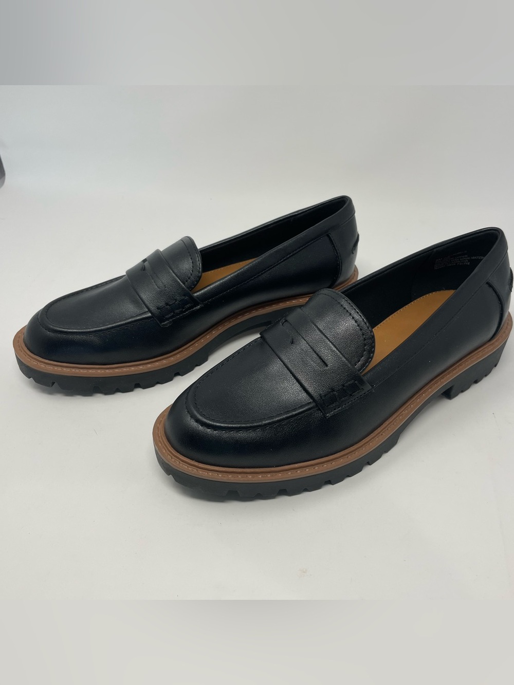 Classic Black Penny Loafers with Lug Sole